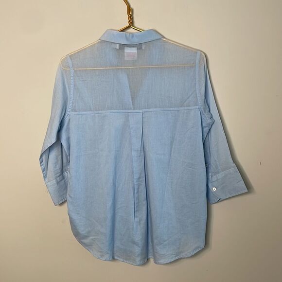 Gretchen Scott Button Down Cotton Shirt Sleek Voile Small - Picture 7 of 8